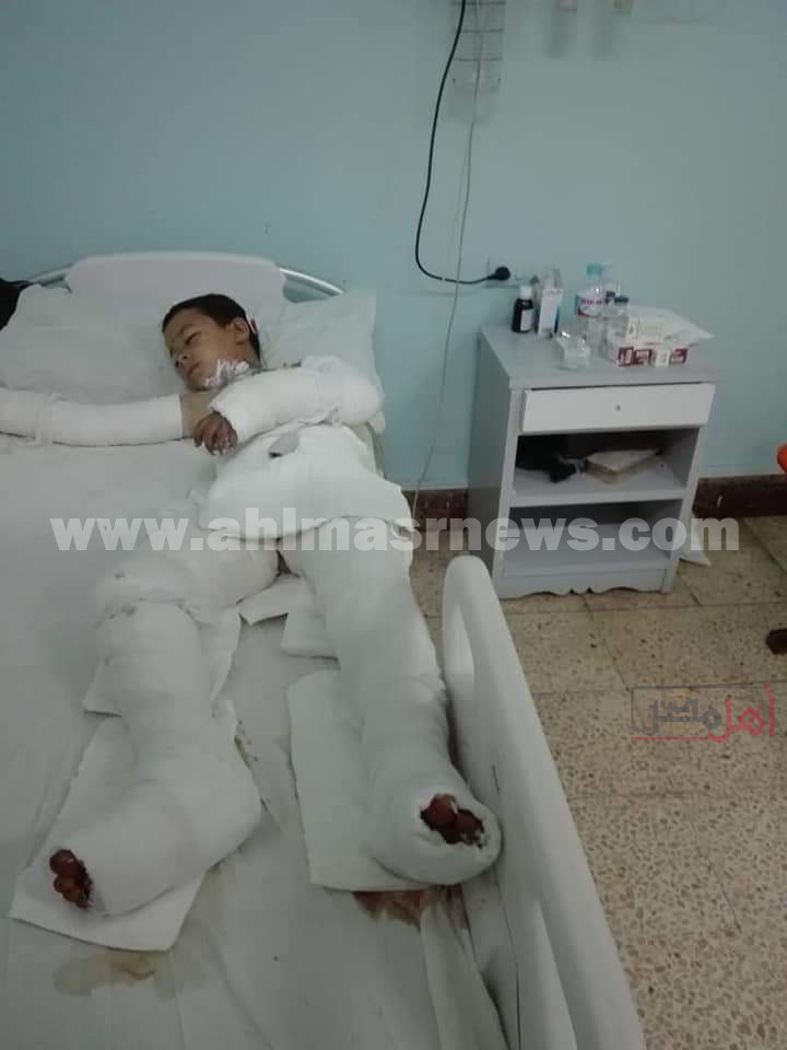 الطفل محمد اثناء تواجدة بالمستشفى
