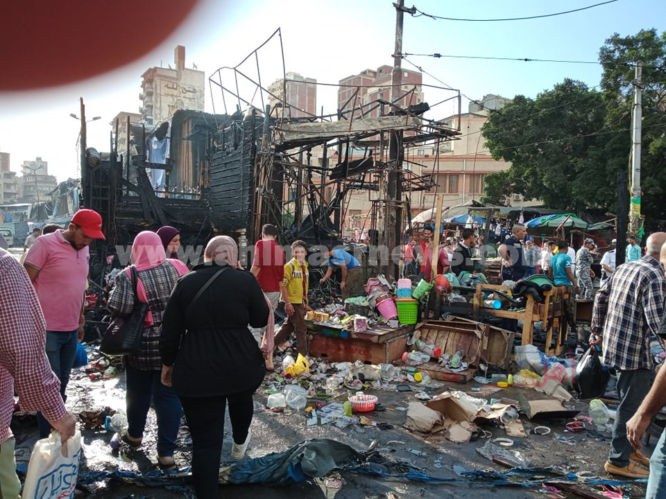 حريق سوق محطة مصر بالإسكندرية