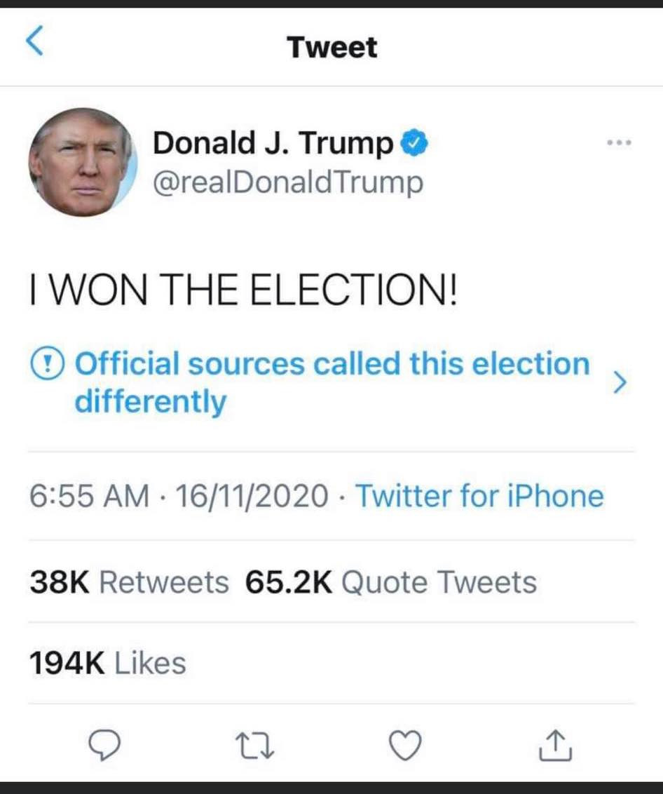 تغريدة ترامب عن الفوز في انتخابات الرئاسة الأمريكية