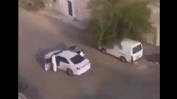 لحظة اختطاف تلميذ من أمام مدرسة في السعودية (فيديو)